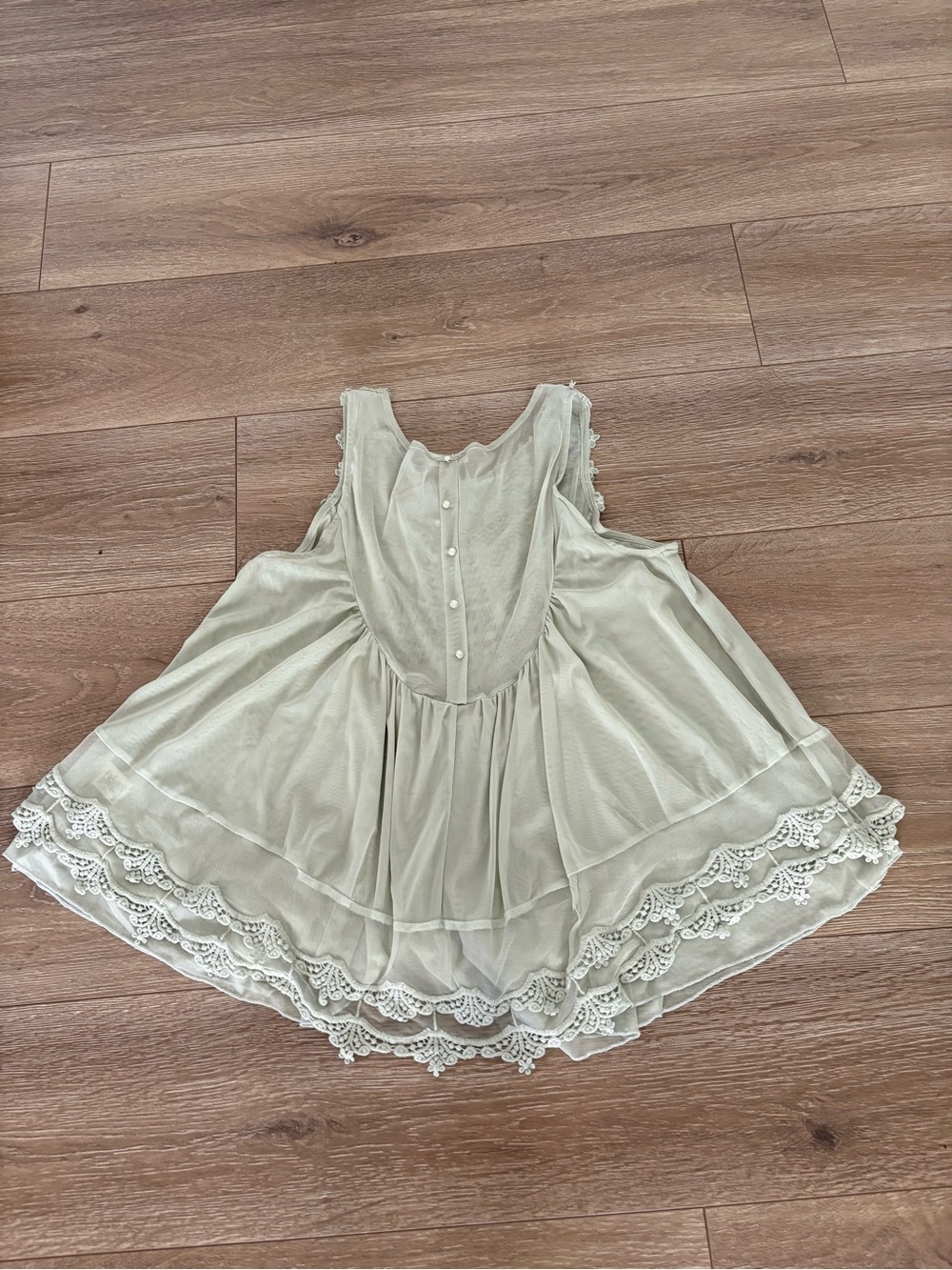 Ultra Pink Sage Green Lace-Trim Sleeveless Tunic - Picture 5 of 12